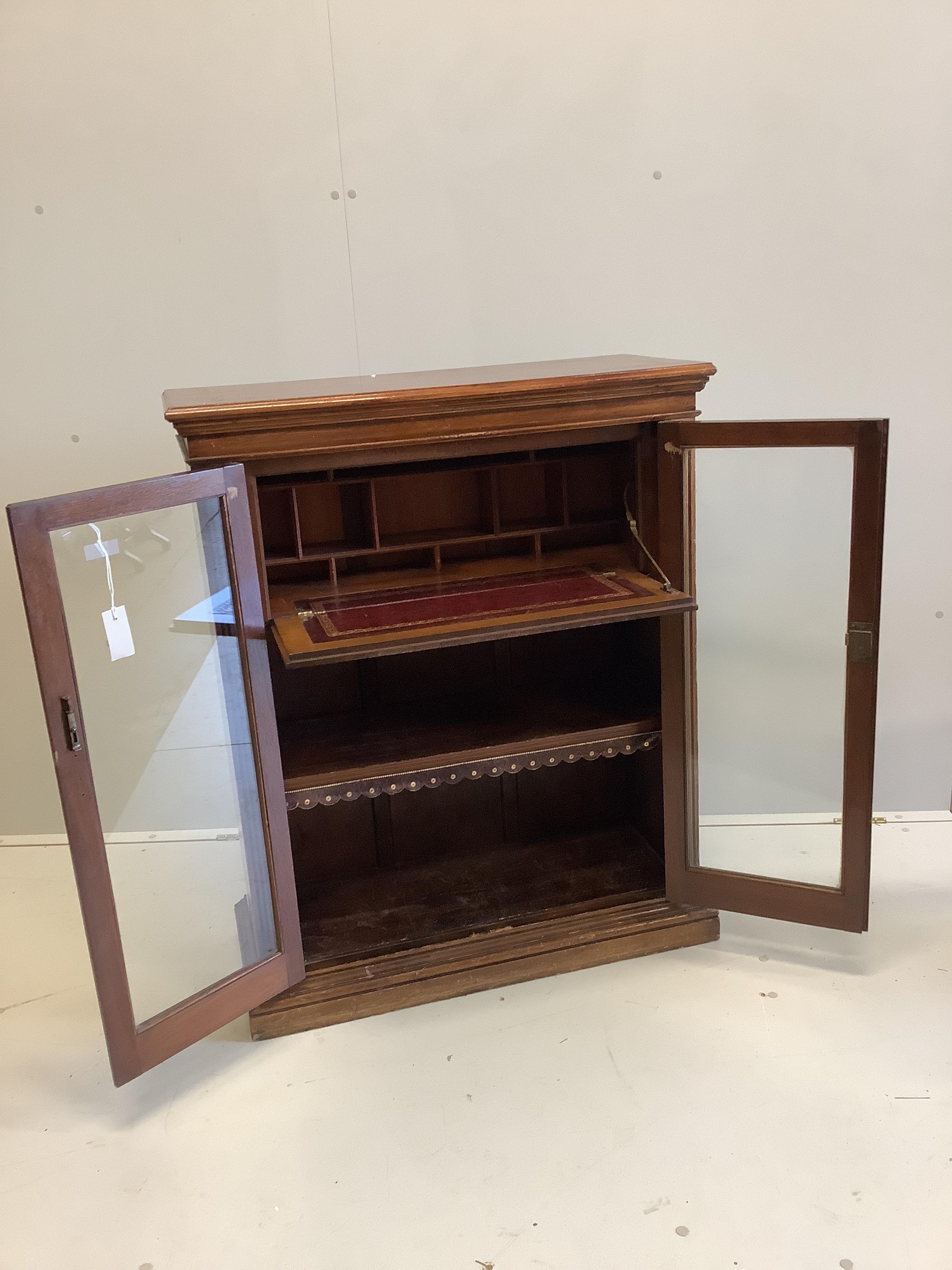 A late Victorian mahogany bureau bookcase, width 84cm, depth 36cm, height 102cm